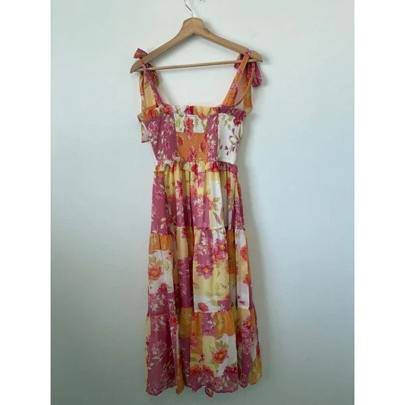 NWOT women's July & June Smocked Floral Dress – Peach Poppy – Size Small - Picture 6 of 6
